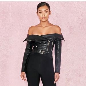 House of CB ROMERA off the shoulder leather top